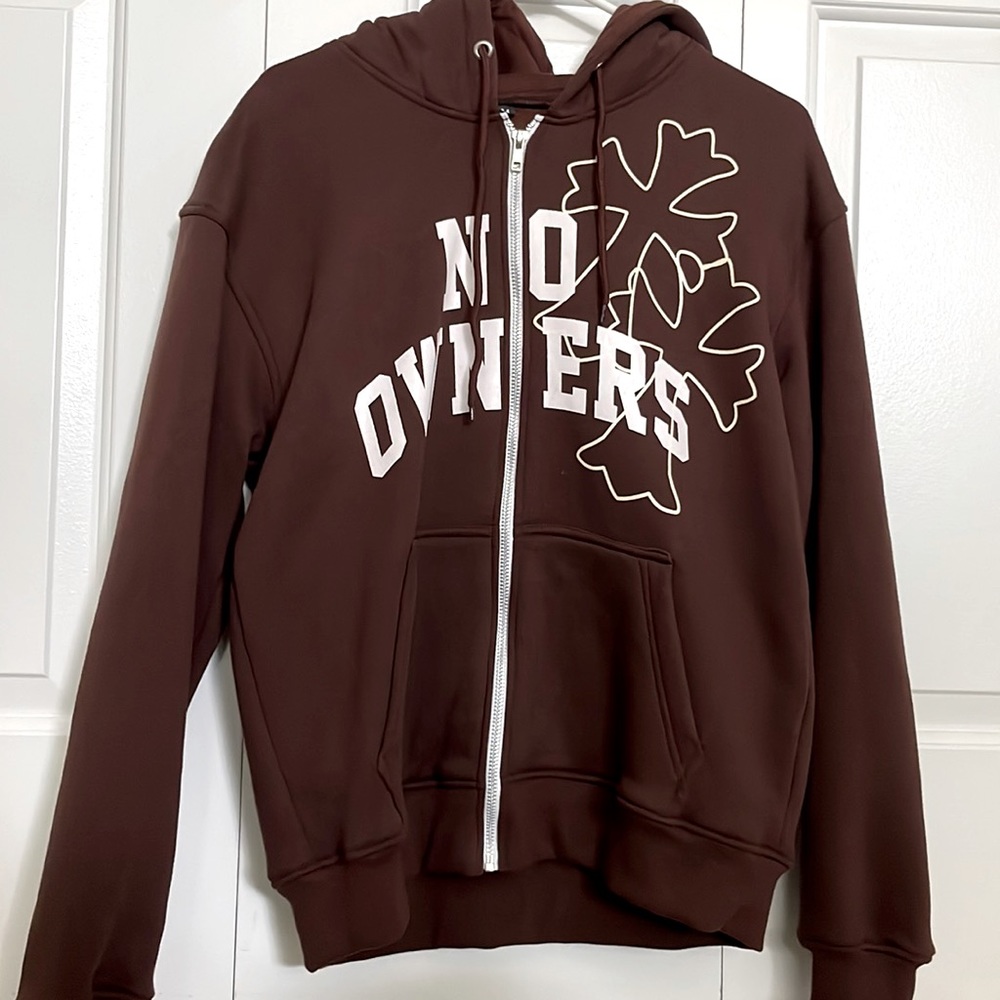 NO OWNERS™ BROWN ZIP-UP HOODIE